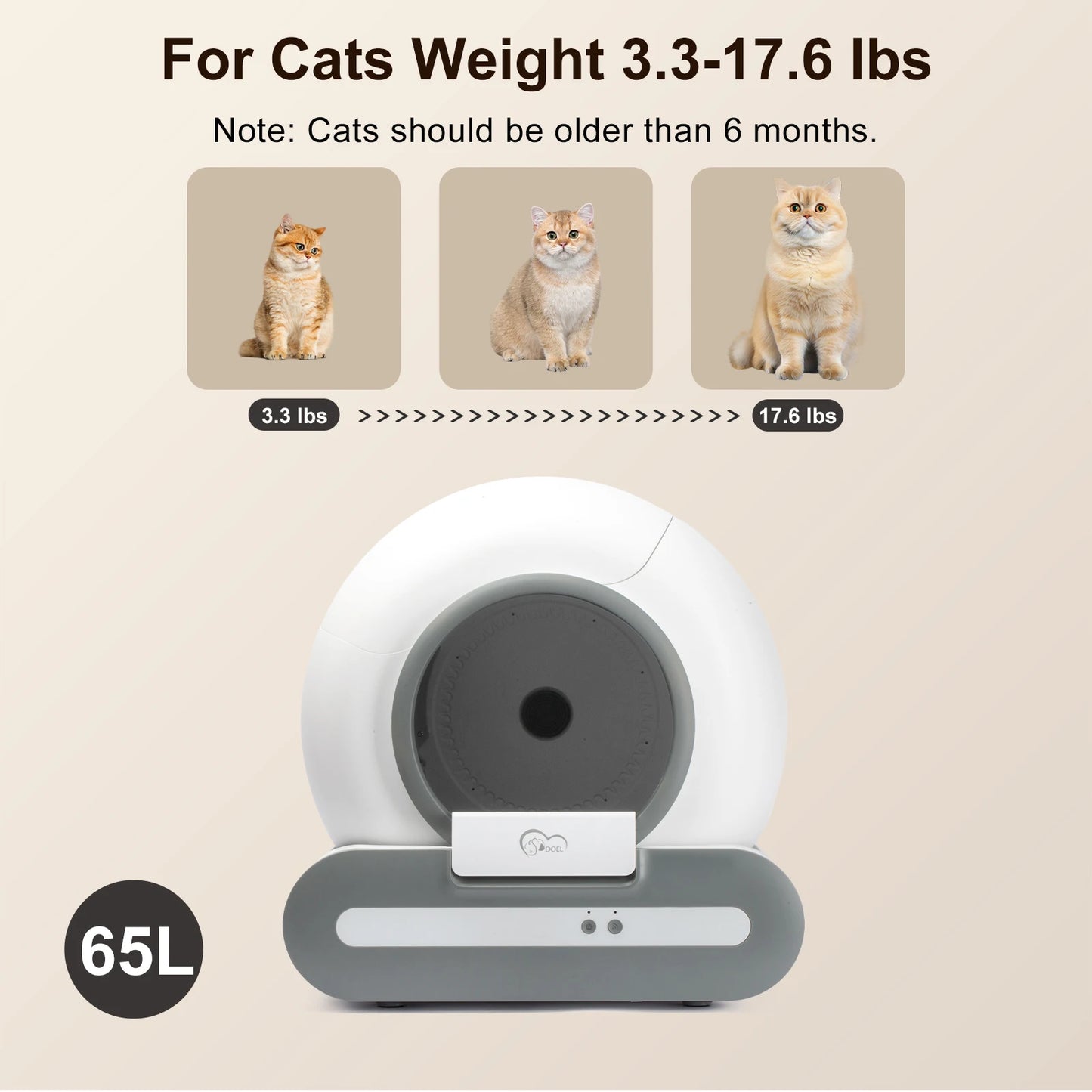 DOEL 65L Smart Self-Cleaning Litter Box