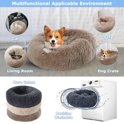 Round Plush Pet Bed for Dogs & Cats