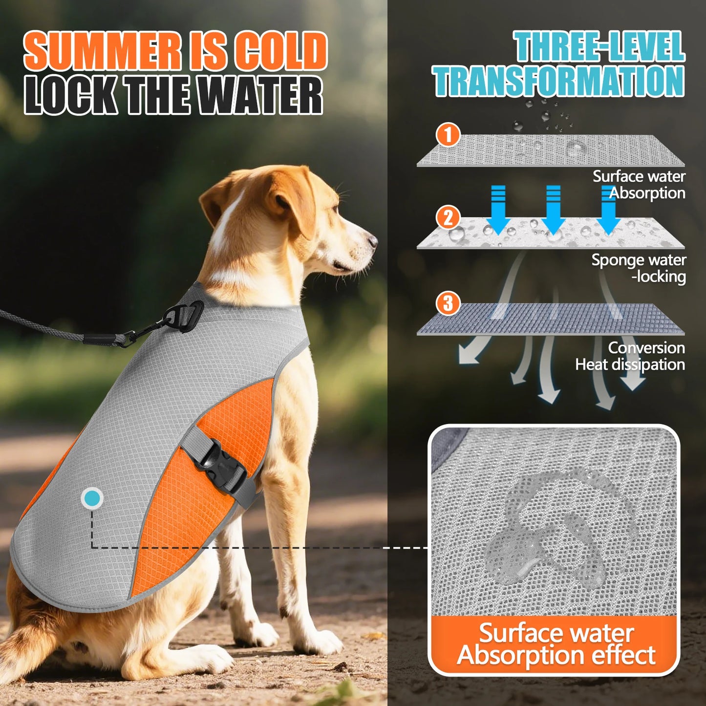Dog Cooling Vest & Harness Jacket