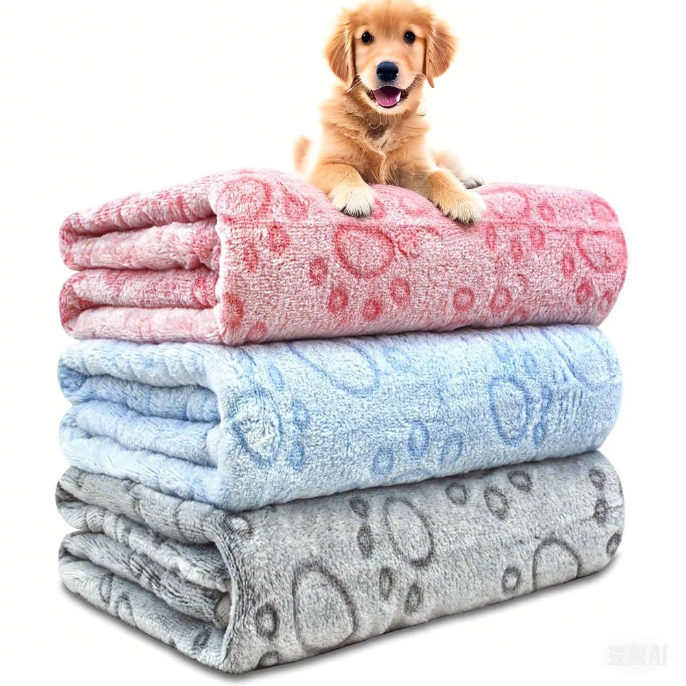 Ultra-Soft Paw Print Dog Blanket – Machine Washable Pet Throw