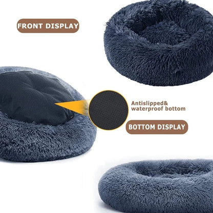 Round Plush Pet Bed for Dogs & Cats